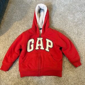 babyGap sherpa lined logo zip-up hoodie sweatshirt 2t baby toddler Red